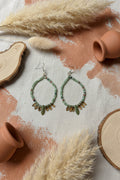 Handcrafted Earthy Green & Amber Czech Glass Dagger Hoops
