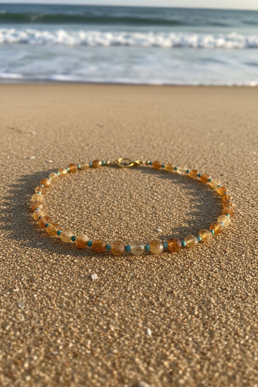 Infuse your style with radiant, sun-kissed energy with this meticulously handcrafted genuine gemstone statement necklace.