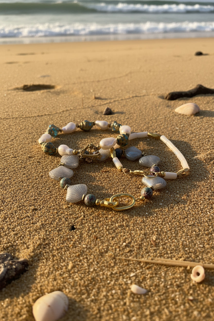 The Luminous Pearl & Siren Shell Bracelet Stack