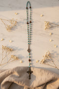 The Driftwood Rosary Necklace – Genuine Turquoise, Copper & Wood Beads (21")