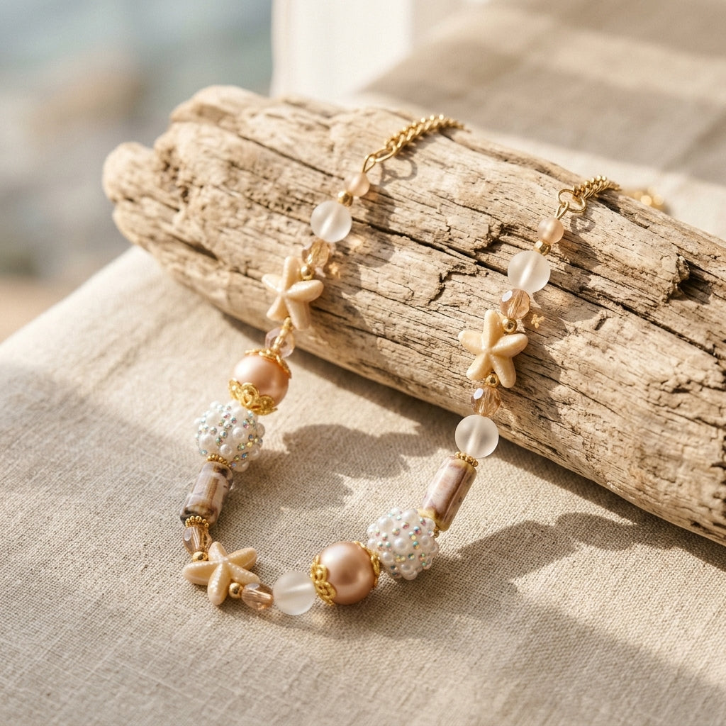 Beaded Starfish Necklace — Lifestyle - Jewelry Styled | Generated by Modelize