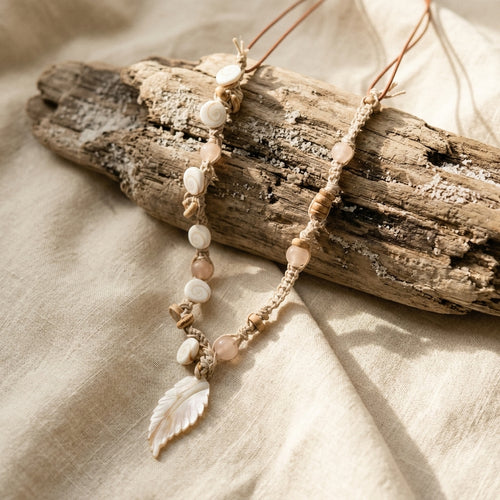 Macrame pendant necklace — Organic Lifestyle Scene | Generated by Modelize