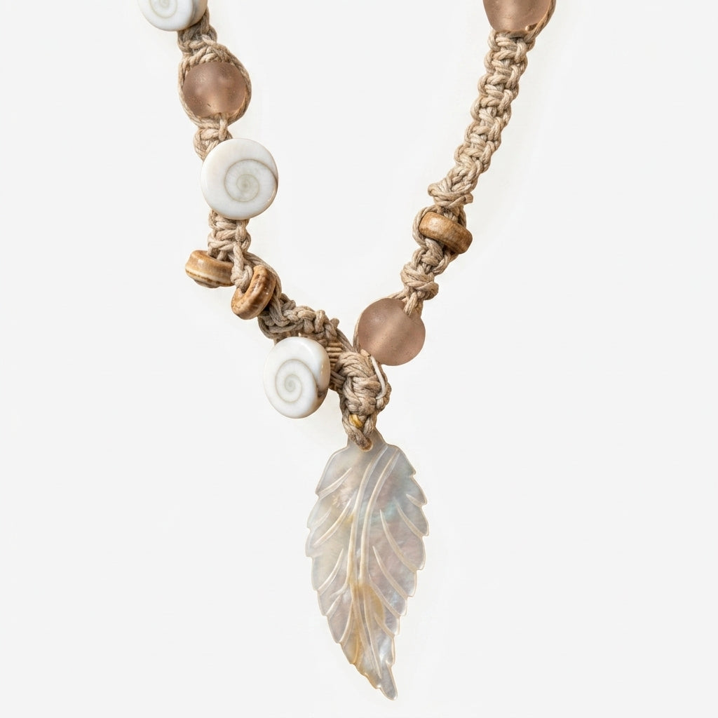 Macrame Pendant Necklace — Artisan Detail Macro | Generated by Modelize