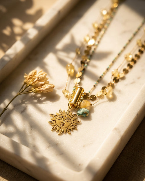 Multi-strand necklace — Sun-Drenched Lifestyle | Generated by Modelize