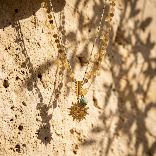 Multi-strand pendant necklace — Dynamic Draped Floating Shot | Generated by Modelize