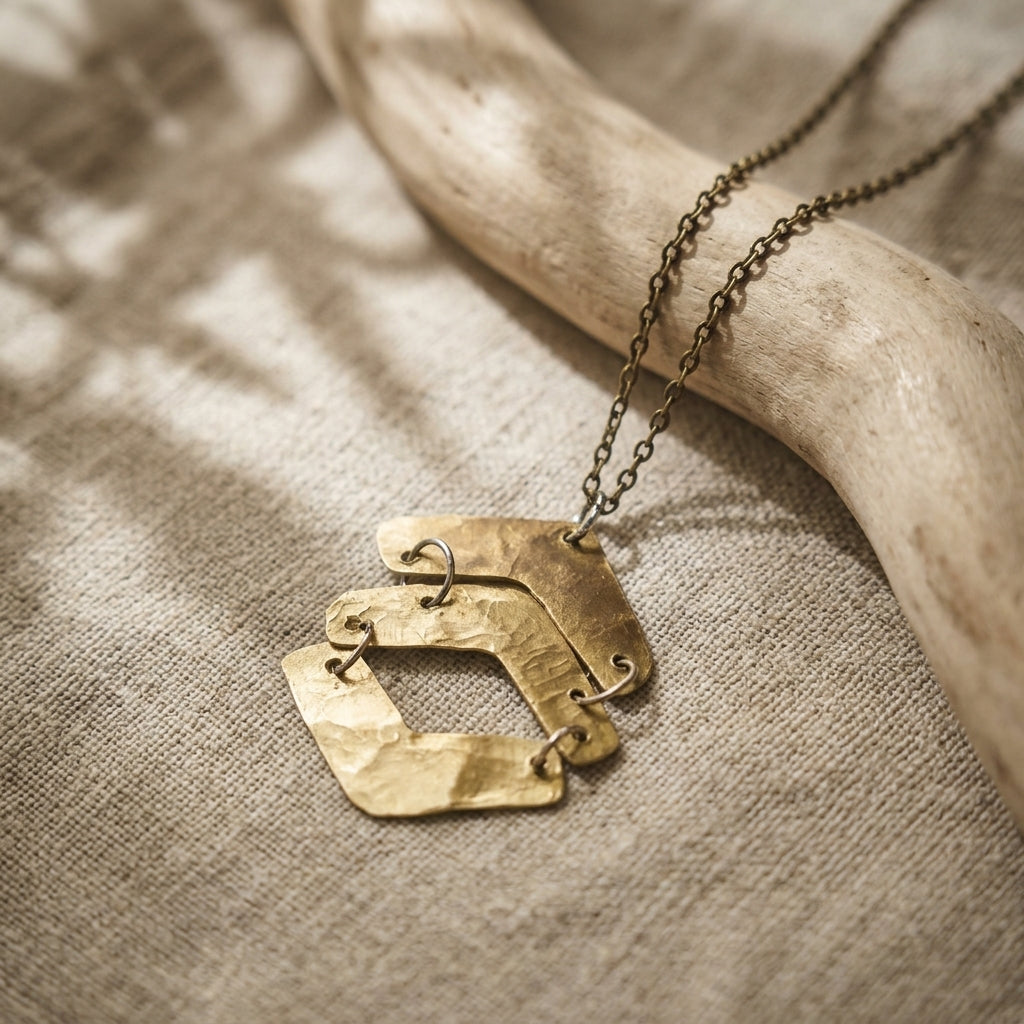 Layered Geometric Necklace — Lifestyle - Jewelry Styled | Generated by Modelize