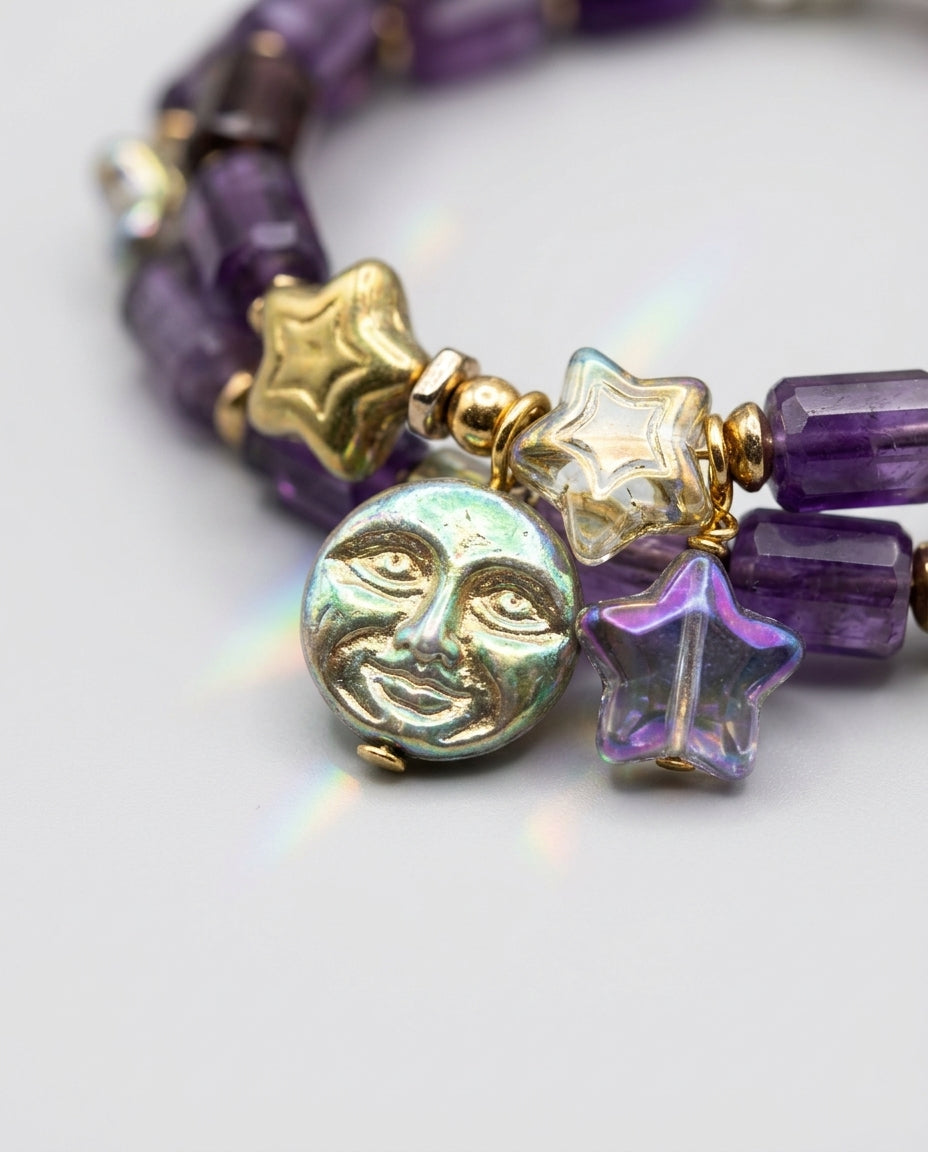 Stretch bead bracelet — Macro Detail of Charms | Generated by Modelize