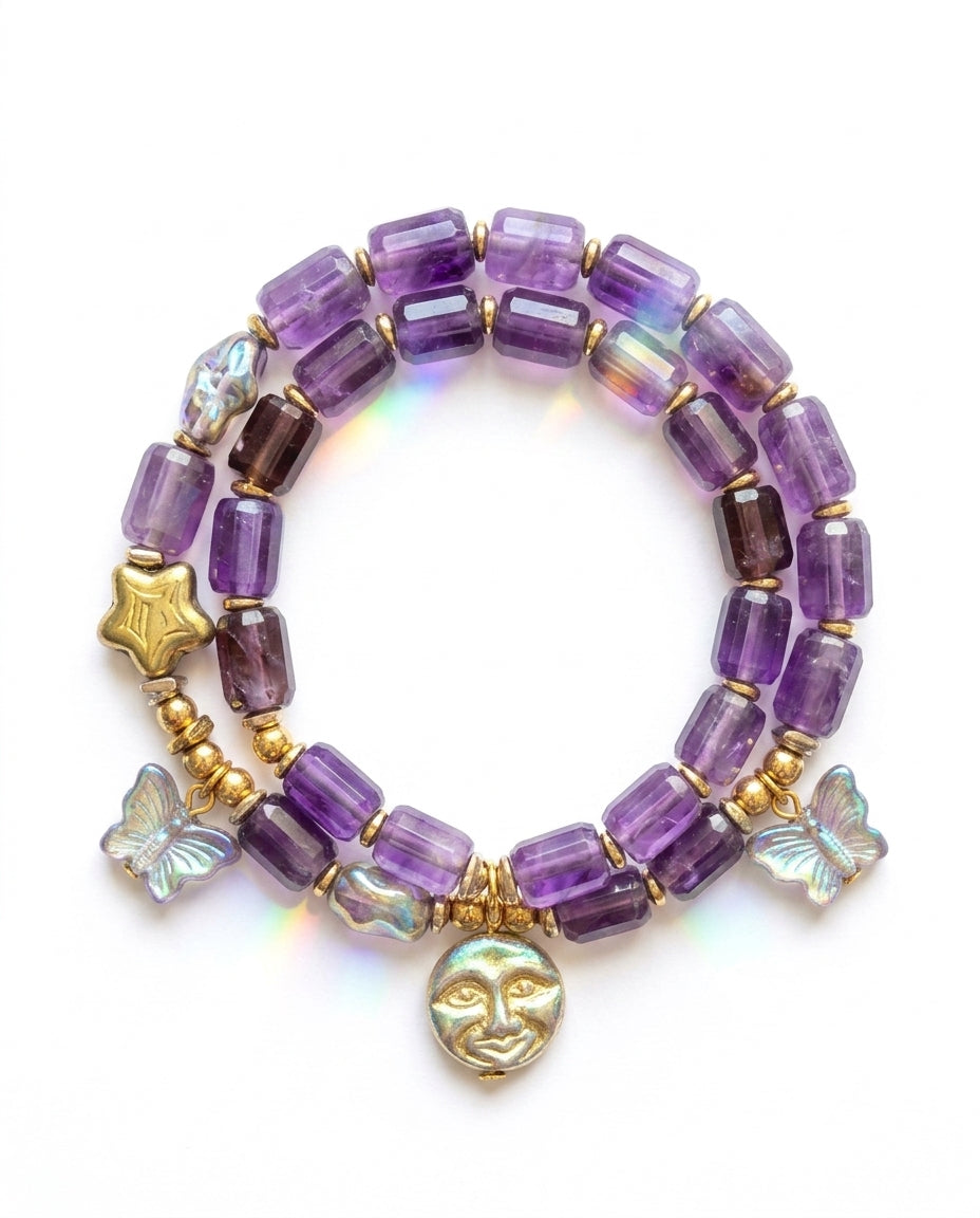 Beaded stretch bracelet — Top-Down Studio Layout | Generated by Modelize