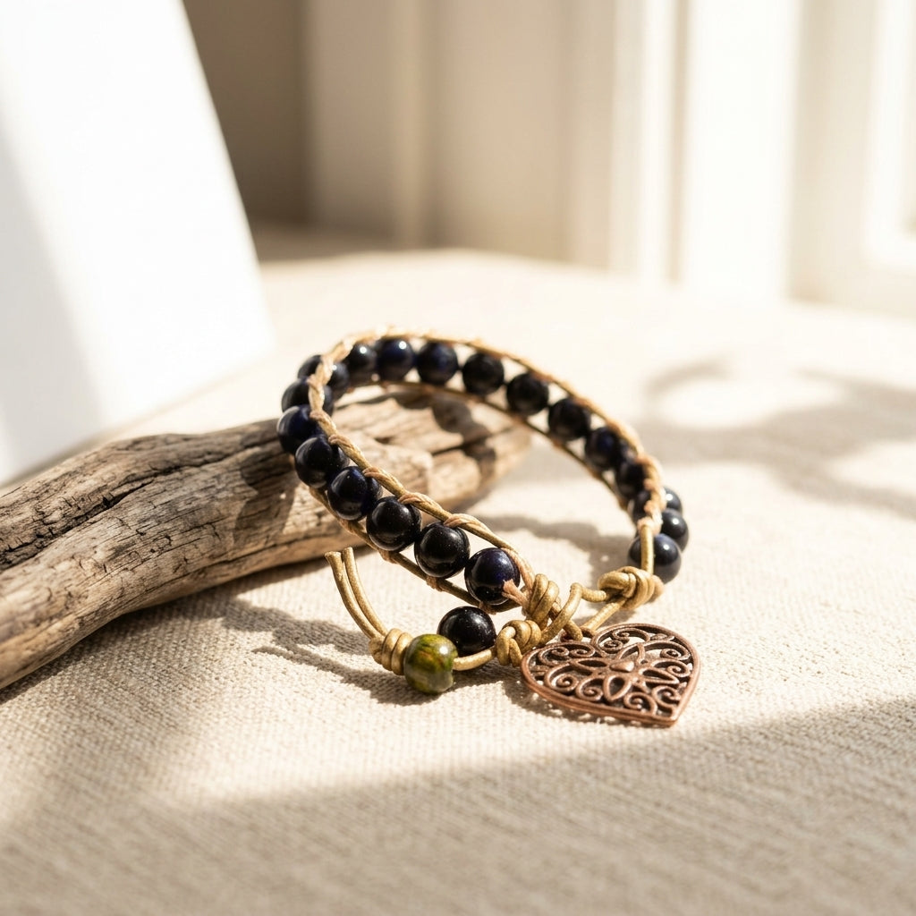 Hand-woven ladder stitch bracelet/anklet — Lifestyle - Jewelry Styled | Generated by Modelize