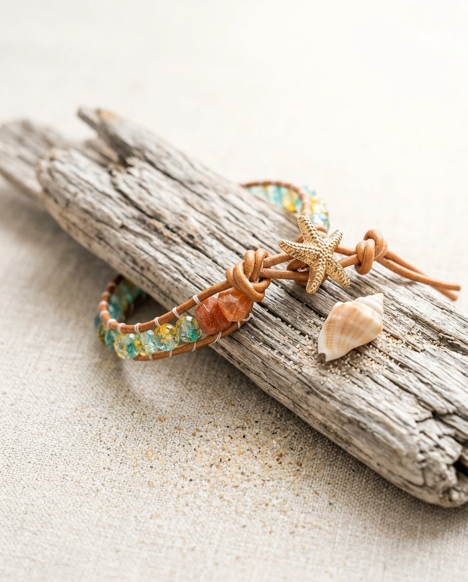 Handmade Ladder Wrap Bracelet — Coastal Lifestyle Scene | Generated by Modelize