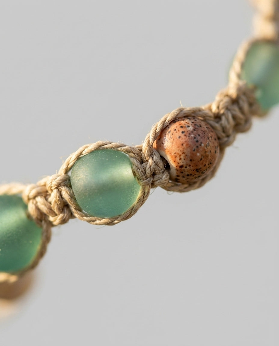 Macramé necklace — Texture & Bead Detail | Generated by Modelize