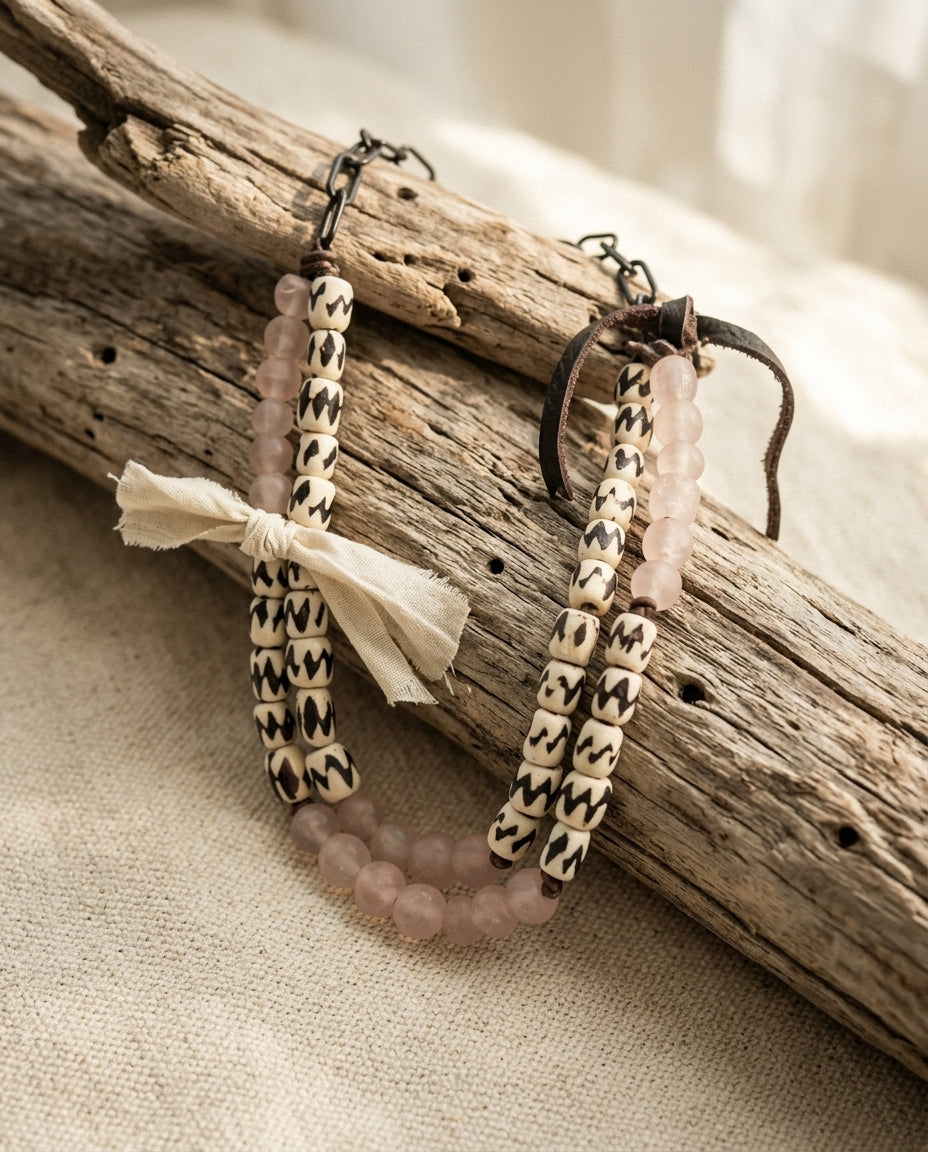 Multi-strand beaded necklace — Coastal Lifestyle Display | Generated by Modelize